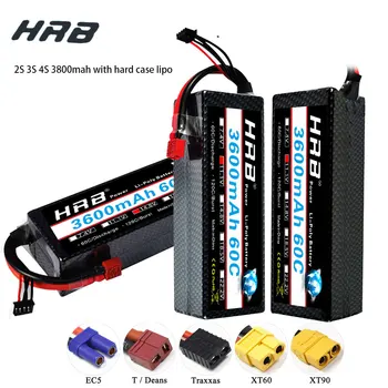 

HRB Lipo Battery 2S 3S 4S 3600mAh 60C 7.4V 11.1V 14.8V Lipo XT60 Hard Case For 4x4Traxxas rc monster truck Cars Boats 1/8 1/10
