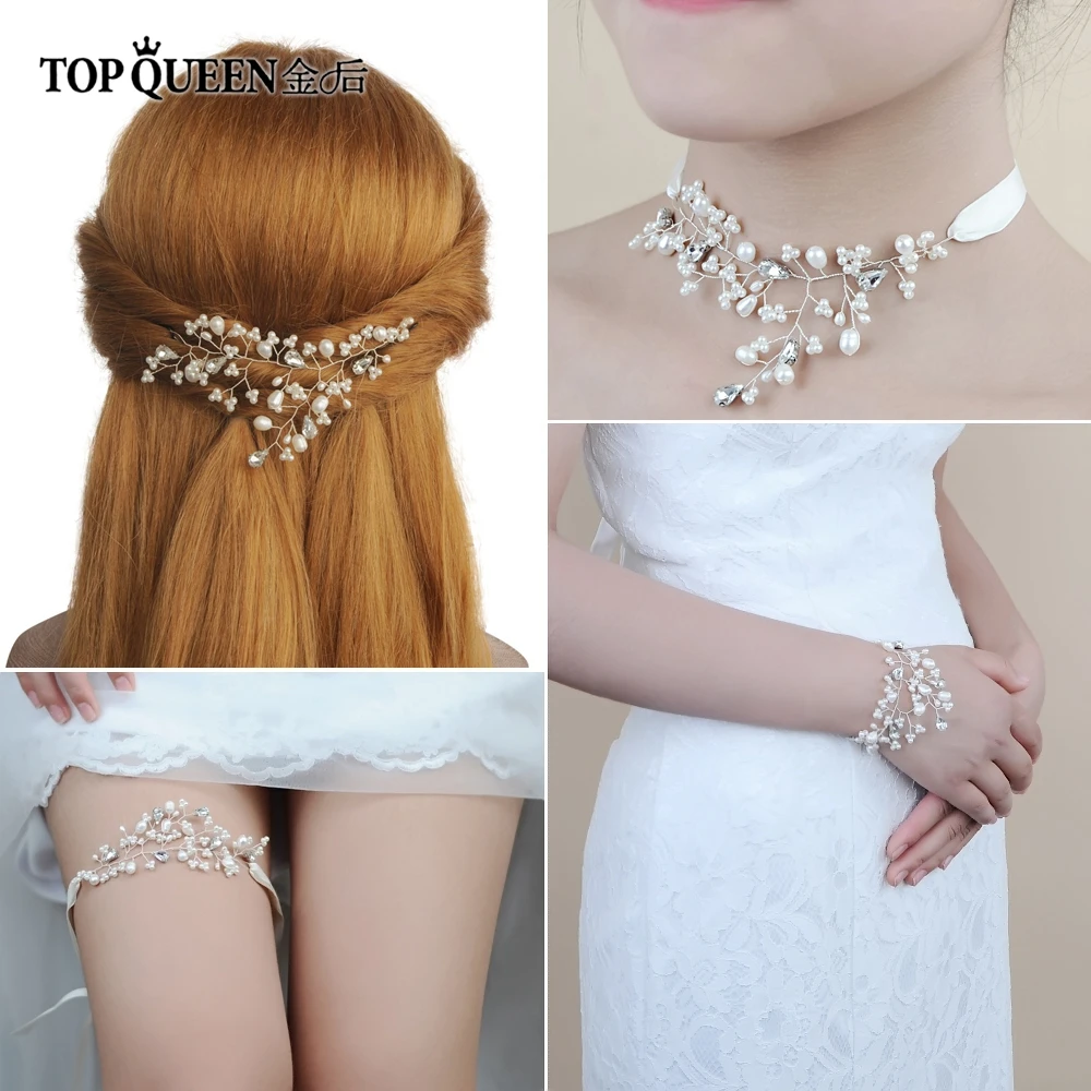 TOPQUEEN HP104 украшения для волос с пресноводным жемчугом свадебная диадема свадебное украшение для волос «вьющийся стебель» повязка для женщин Свадебные аксессуары для волос