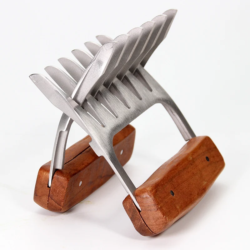 

18/8 Stainless Steel Meat Claws, Metal Meat Forks with Wooden Handle, for Shredding Pulling Handing Chicken Brisket ( 2 Pcs )