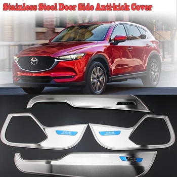 

Karcng 4 pcs/set Car-styling Stainless Steel Door Side Anti-kick Cover Trim Mat Pad Sticker for mazda CX-5