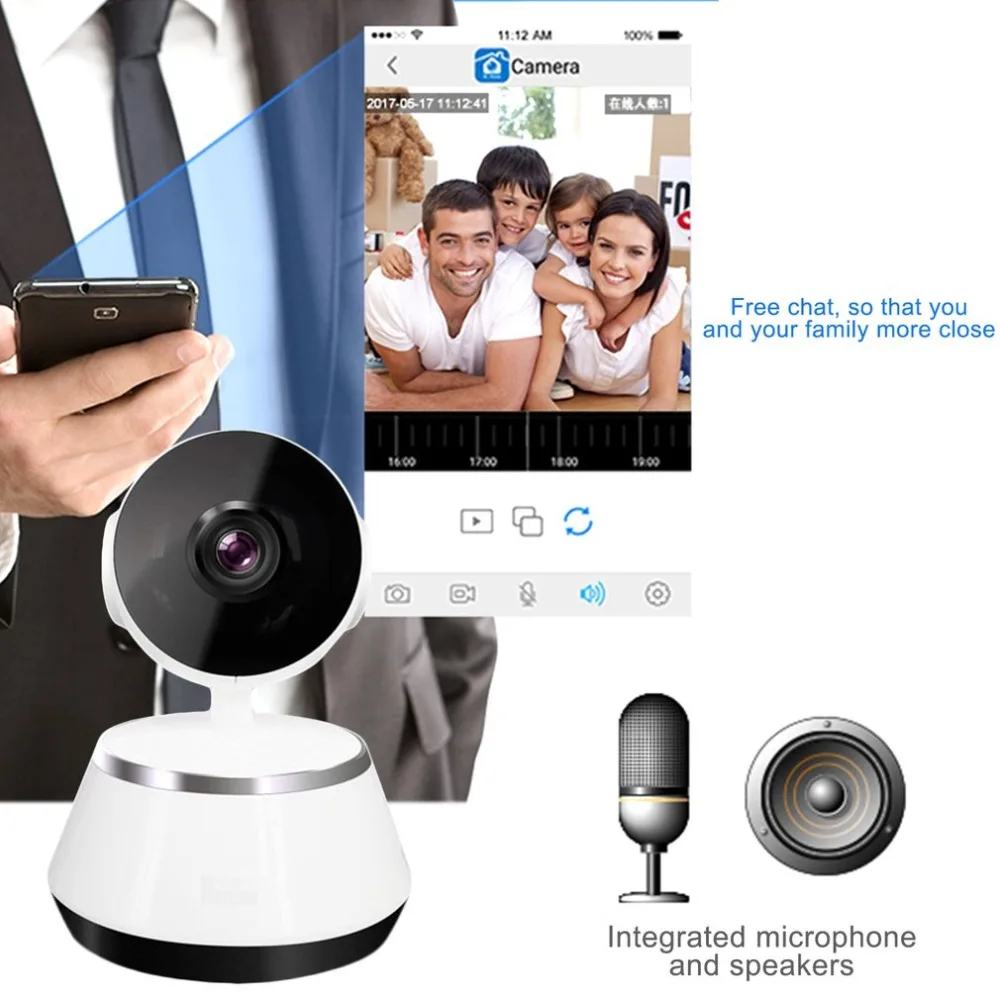 

LESHP Home Security Monitor IP Camera HD Wireless WiFi Camera Surveillance IR Night Vision Baby Monitor With Mic Support TF Card