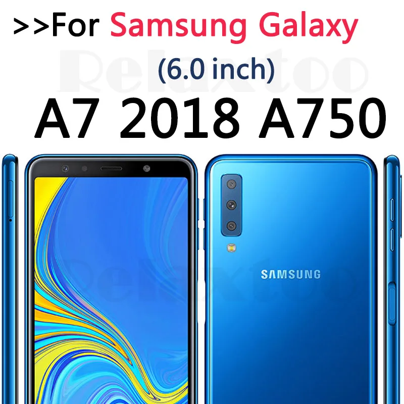 Full cover Tempered glass for Samsung Galaxy A7 A6 Plus Screen Protector A7 A750 protective film on a 7 6 A6+ glas 9h - Цвет: A7 2018 a750