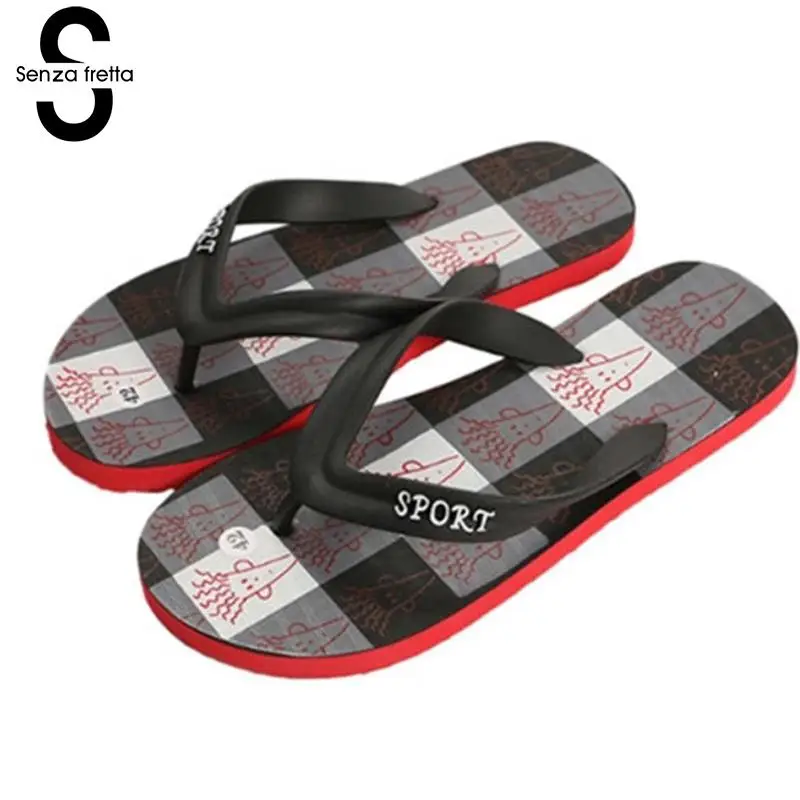 

Senza Fretta Mens Shoes Summer Beach Slippers Men Flip Flops Casual Fashion Slippers Non-slide Male Flip Flops Chinelos Homens