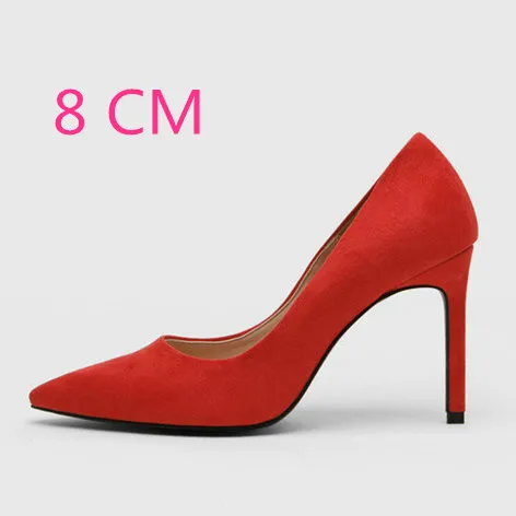 Женские туфли-лодочки туфли на высоком каблуке женские пикантные вечерние туфли на шпильке 10 см с острым носком офисные женские свадебные туфли на высоком каблуке размера плюс - Цвет: Red-8CM Heel