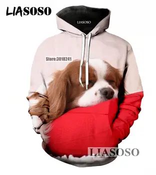 

LIASOSO Hot Sale Round Neck Long Sleeve Hoodies 3D Men/Women Print Cute Puppies Hooded Sweatshirt Lager Size Pullovers T932