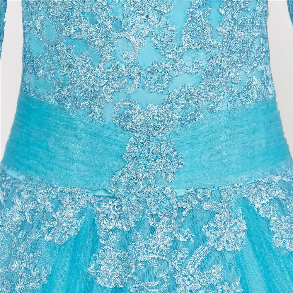 Синий Vestido De Noiva 2019 мусульманские свадебные платья бальное платье одежда с длинным рукавом Тюль Кружево аппликации свадебное платье в