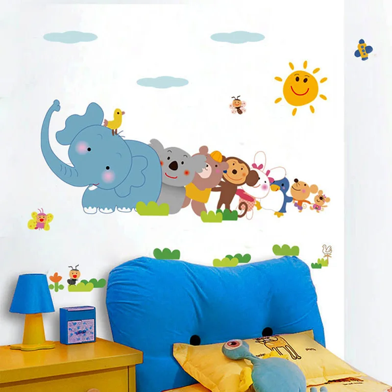 Новая детская мультяшная Наклейка на стену для детского сада, классных комнат, украшения детской комнаты, Мультяшные животные, наклейка на стену s AM1004 AA