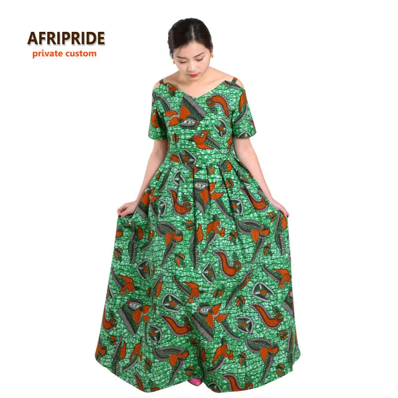 Африканские платья для женщин AFRIPRIDE классический традиционный короткий рукав макси повседневное женское платье Анкара принт, батик хлопок A622512