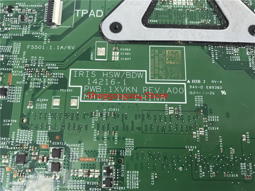 CN-0PFT7H 14216-1 1 XVKN для DELL Inspiron 15 3458 3558 Материнская плата ноутбука SR27G I3-5005U 0PFT7H PFT7H материнская плата