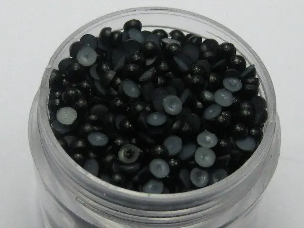 

2000 Black Half Pearl Gems Flatback Bead 3mm Nail Art Tips +Storage Box
