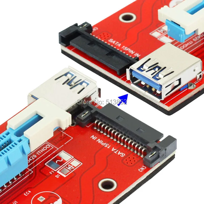 Ver 007 s красный pci e 1X к 16X RI S er Card Extender PCI expre адаптер USB 3.0 кабель/15Pin profe рациональная