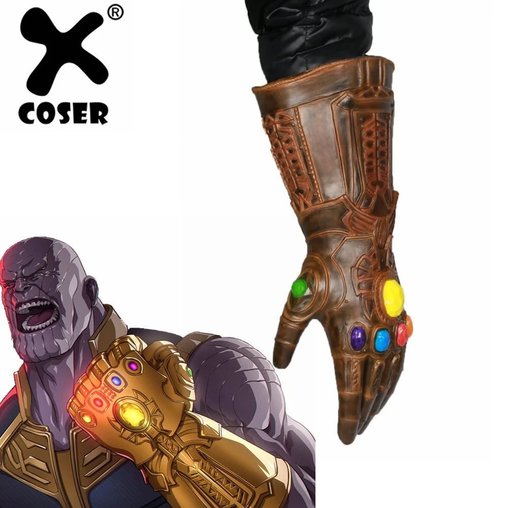 

XCOSER Avengers 3 Infinity War Gauntlet Thanos Latex Gloves Cosplay Props Costume Accessories Halloween Cosplay Gloves One Piece