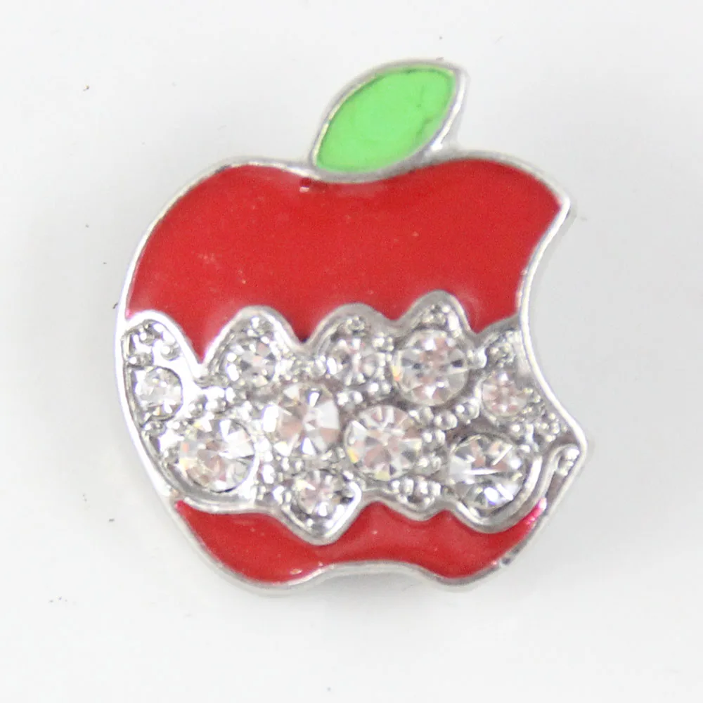 Wholesale Interchangeable Snap Buttons Charms 18mm Crystal Red Apple