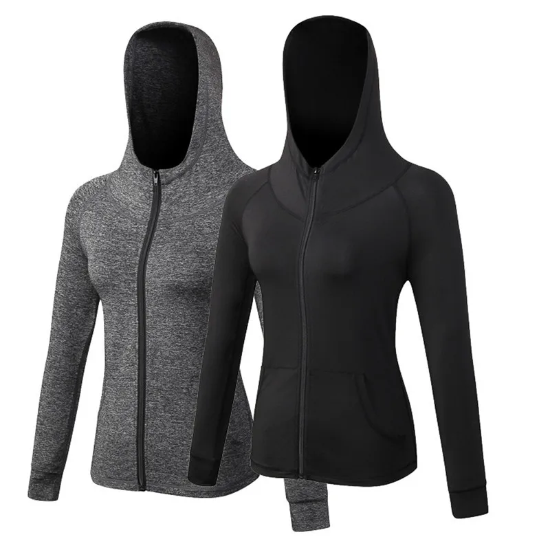 Fitness Jacket For Women Long Sleeve Coats Hoodied Autumn Spring