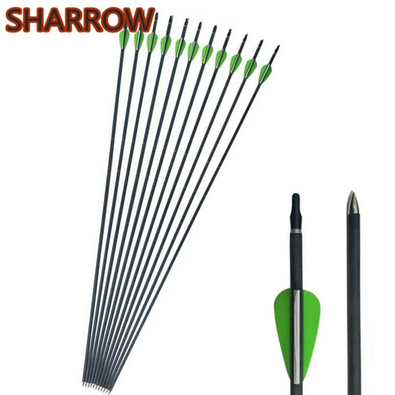 

6/12Pcs 31" Archery Pure Carbon Arrows Spine 600 Recurve Compound Bow Target For Outdoor Hunting Shooting Camping Accessories