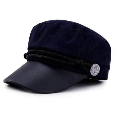SILOQIN вельветовые Ретро армейские военные шапки элегантные женские шляпы Модные Винтажные плоские кепки стиль женские Snapback кепки s для женщин - Цвет: navy blue
