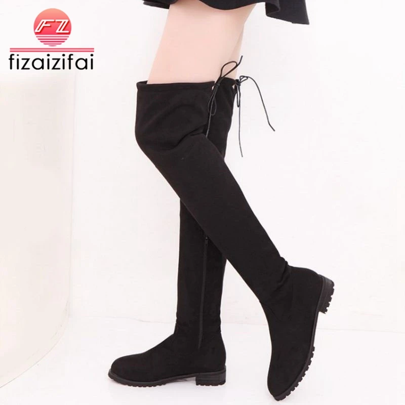 gris Lacent Plus rouge Genou De Fizaizifai Chaussures Appartements Classique Glissière Botas 34 43 Troupeau D'hiver Womem Taille Latérale Femelle Mode Bottes Noir 1xYwRvgqw