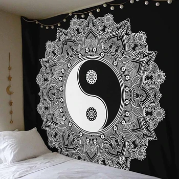 

Yin Yang Printed Lotus Hippie Mandala Wall Hanging Tapestry Beach Yoga Mattres Home Decor Table Cloth Hippie Wall Tapestry