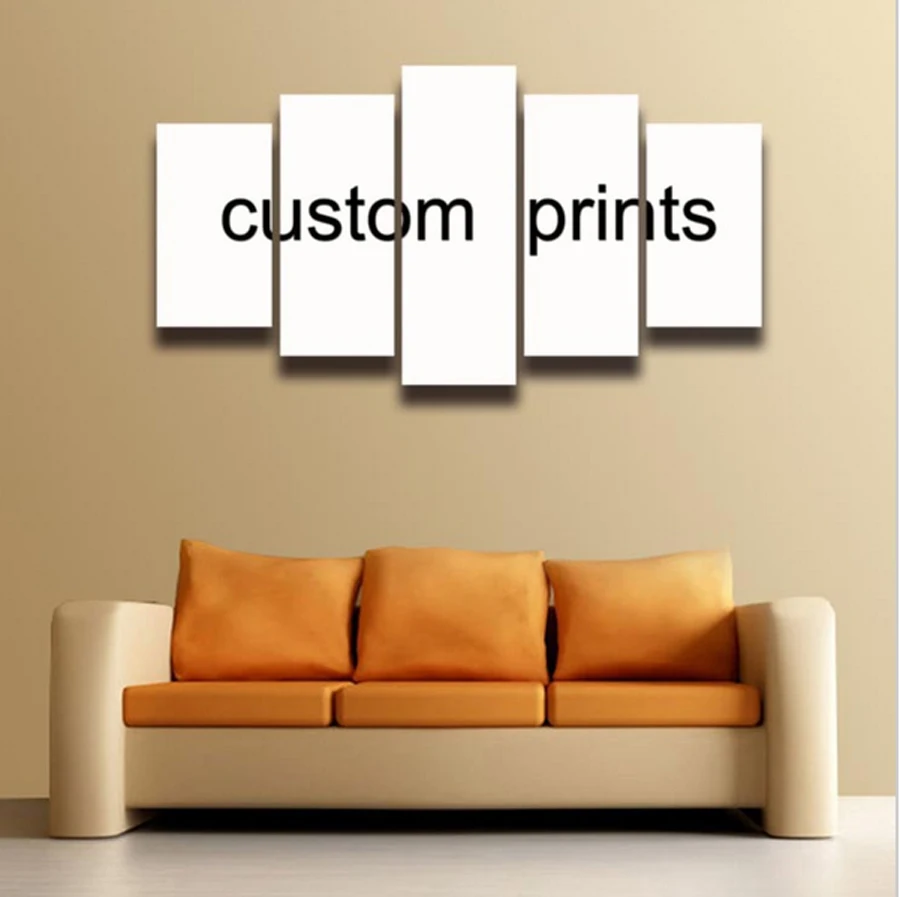 Custom print framed 5 panels canvas home art room decor gallery wrap