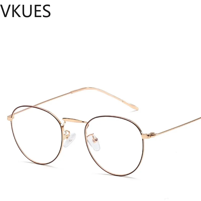 

VKUES Anti Blue Light Glasses Round Metal Frame Vintage Blue Light Blocking Computer Glasses Decorative Reading Flat Mirror
