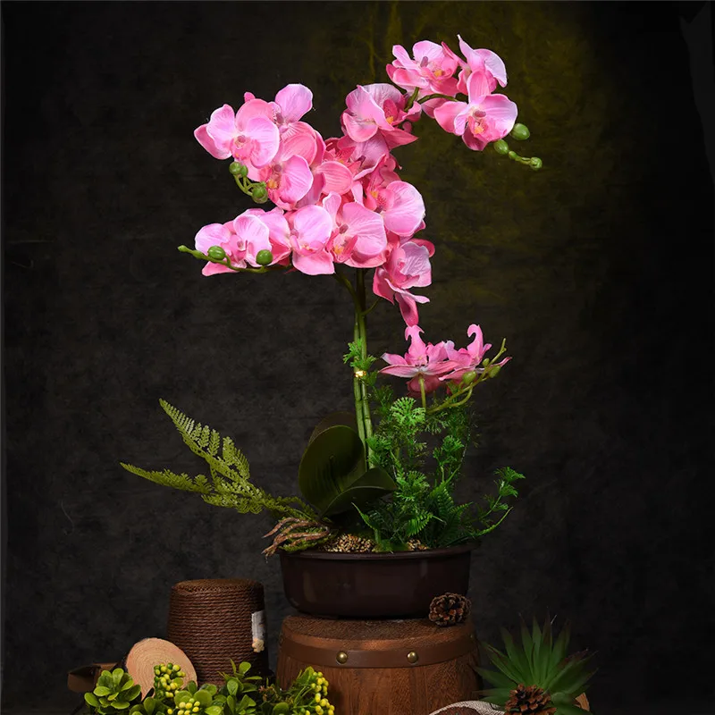 

Creative Artificial Flower Plant Potted Bonsai Gift Fake Butterfly Orchid Flowers Plants For Wedding Home Decor Free Shipping