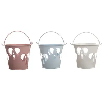 

3 pcs Candy Color Mini Iron Bucket Hollow Small Metal Bucket Storage Tin