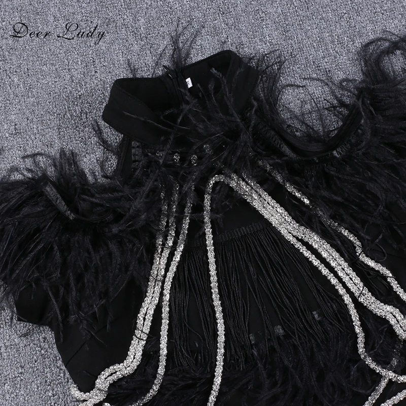 Женское летнее облегающее платье с оленем,, черное, с лямкой через шею, с коротким рукавом, макси, украшение, модное, облегающее платье с перьями