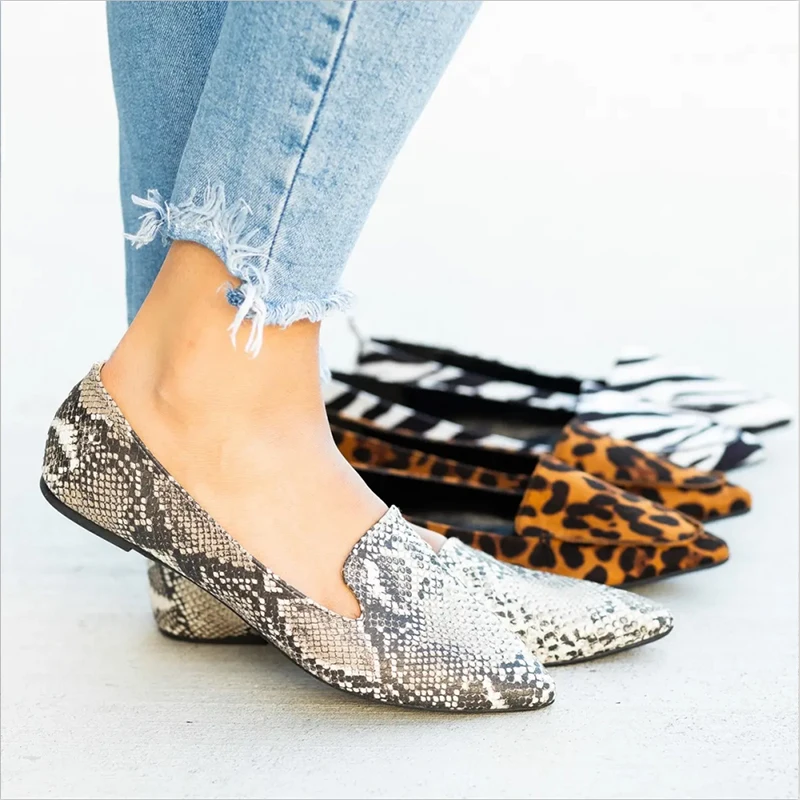 

2019 Spring Autumn New Casual Fashion Ladies Flats Women Shoes Elegant Low Heels Girls Leopard Shoes Female Size 35-43