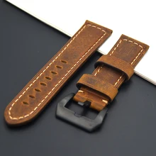 22mm 24mm piel de becerro alta calidad cuero genuino correa de reloj para Panerai PAM oferta especial Vintage Scrub color