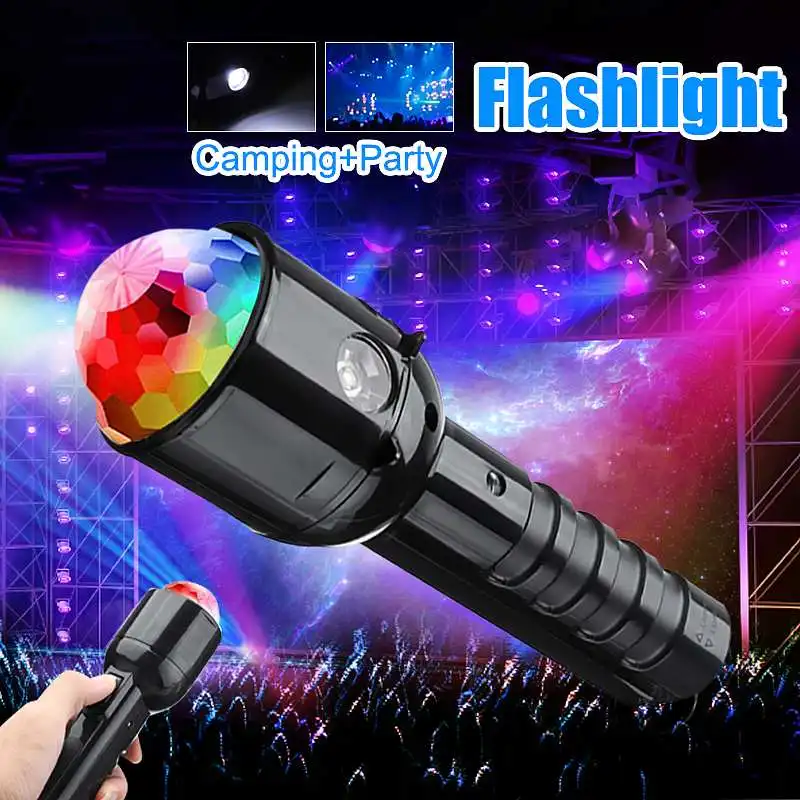 Smuxi Portable Colorful Crystal Rgb Led Light + Flashlight Torch Light