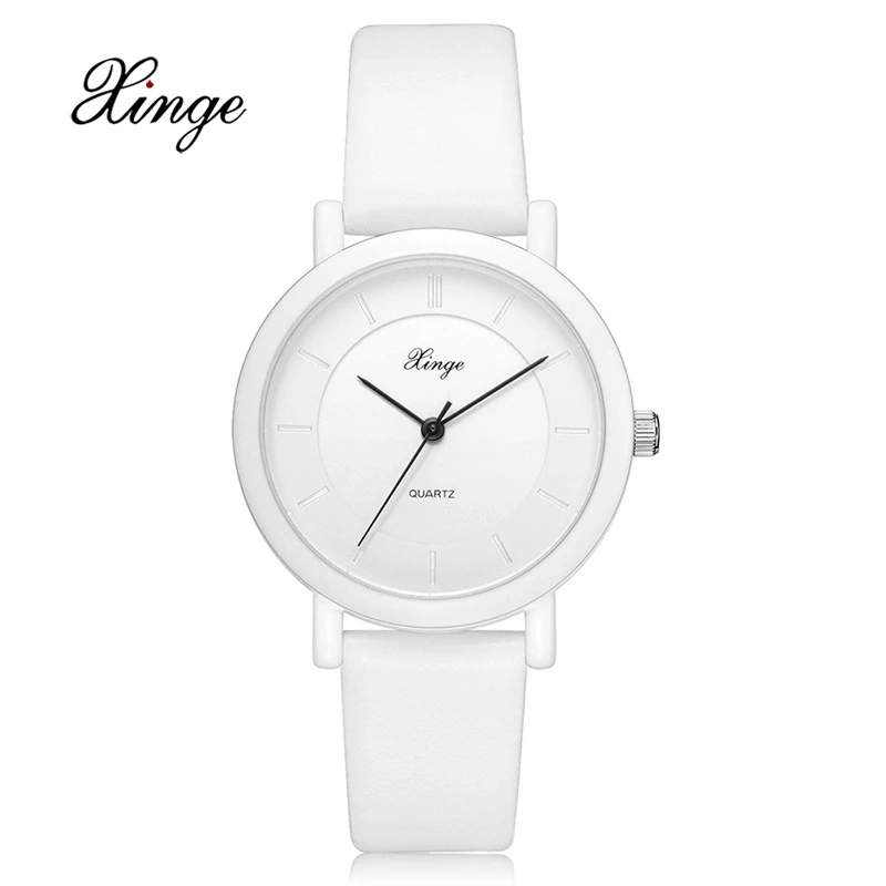 

Xinge Brand Women Watch Fashion Leather White Strap Dress Clock Watch Ladies Business Waterproof Gift Wristwatch Relogio Feminin