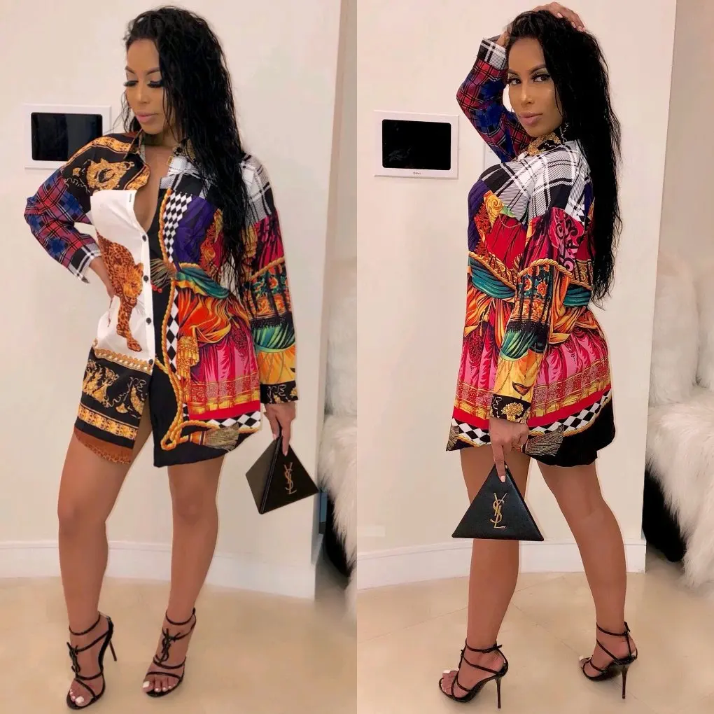 

2019 summer new style, stylish African style, leopard print, shirt collar, T-shirt