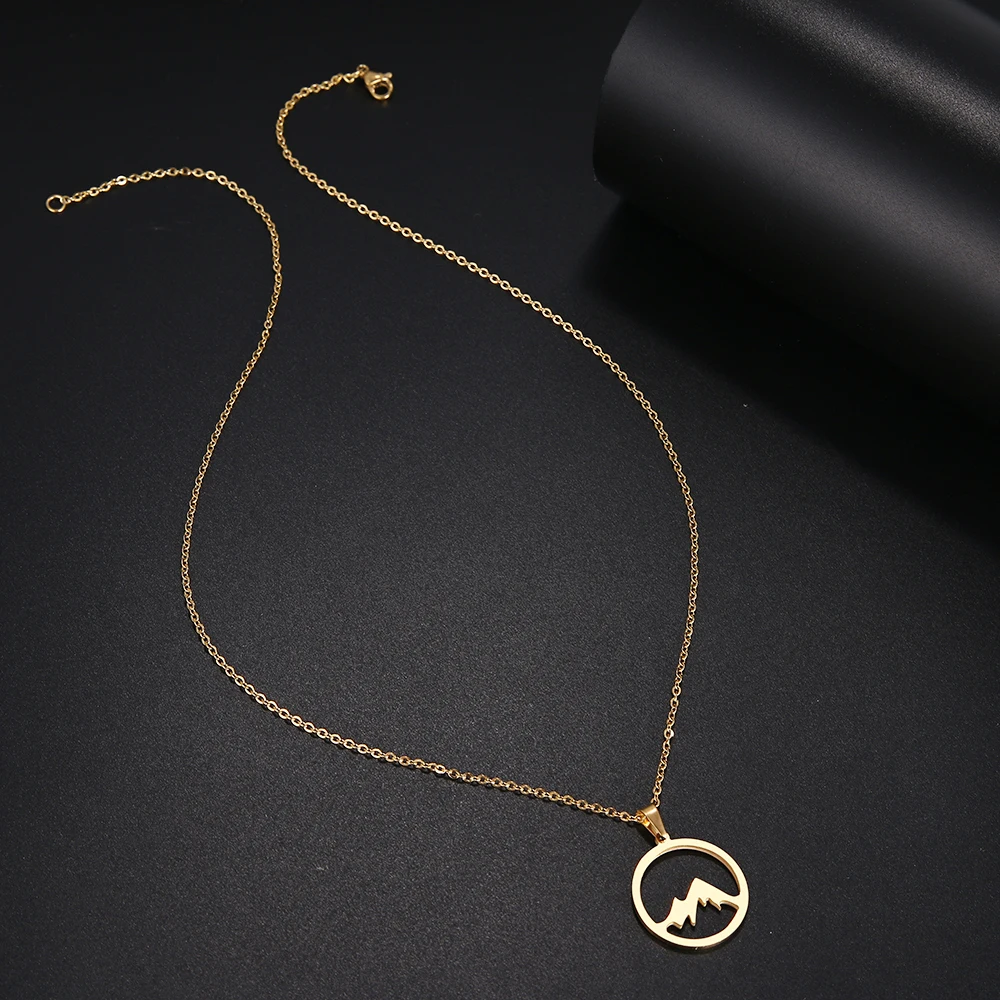 DOTIFI ожерелье из нержавеющей стали для женщин и мужчин, горная горка золотистого и серебристого цвета, ожерелье с кулоном, ювелирные изделия для помолвки