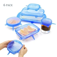 

6pcs/set Silicone Food Wraps Reusable Food Fresh Keeping Sealed Covers Silicone Seal Vacuum Stretch Lids Saran Wraps