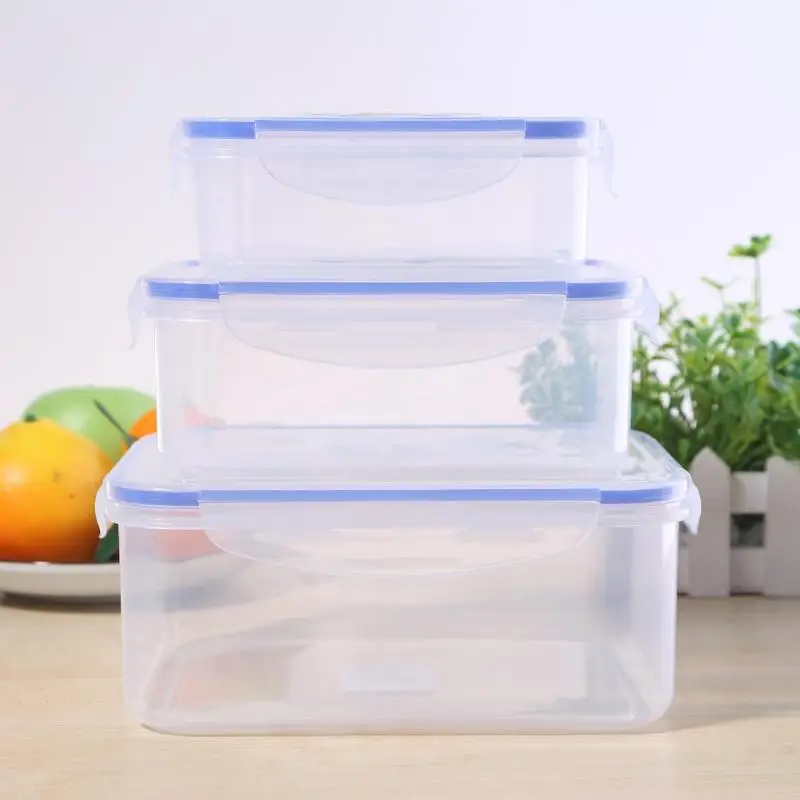 

Kitchen Container Food Storage Bento Box Fruit Vegetable Fresh Keeping Sealed Microwavable Square Crisper Transparent Lunch Box