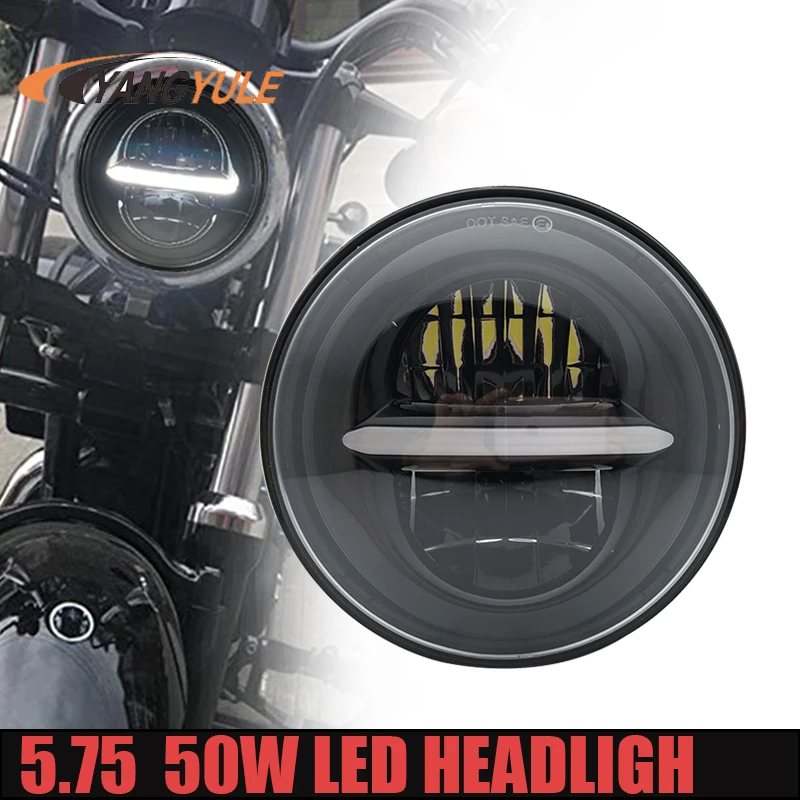 

5-3/4" Black Projector LED Headlight with DRL for Indian Scout Honda Shadow Motorcycle Wide Glide XL1200 Street 750 883