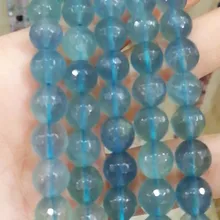 Свободные бусины синий флюорит круглая огранка 10 мм 1" для DIY ювелирных изделий FPPJ бусины природа