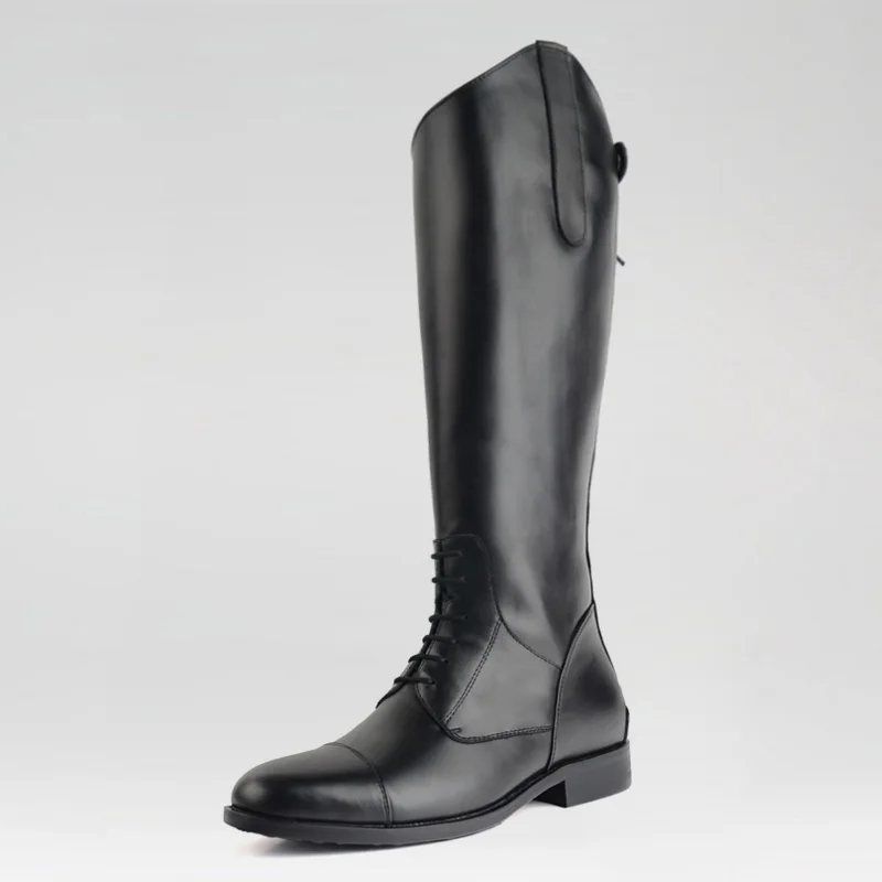 Package legs slim Leather Mens equestrian boots high boots British