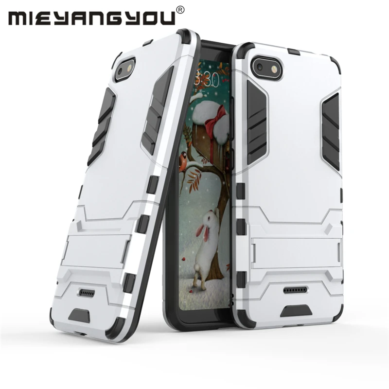 

For Xiaomi Redmi 6 6A Case Silicone Cover Anti-Knock Hard Plastic Robot Armor Slim Back Cases On Redmi 6 6A Capa With Kickstand