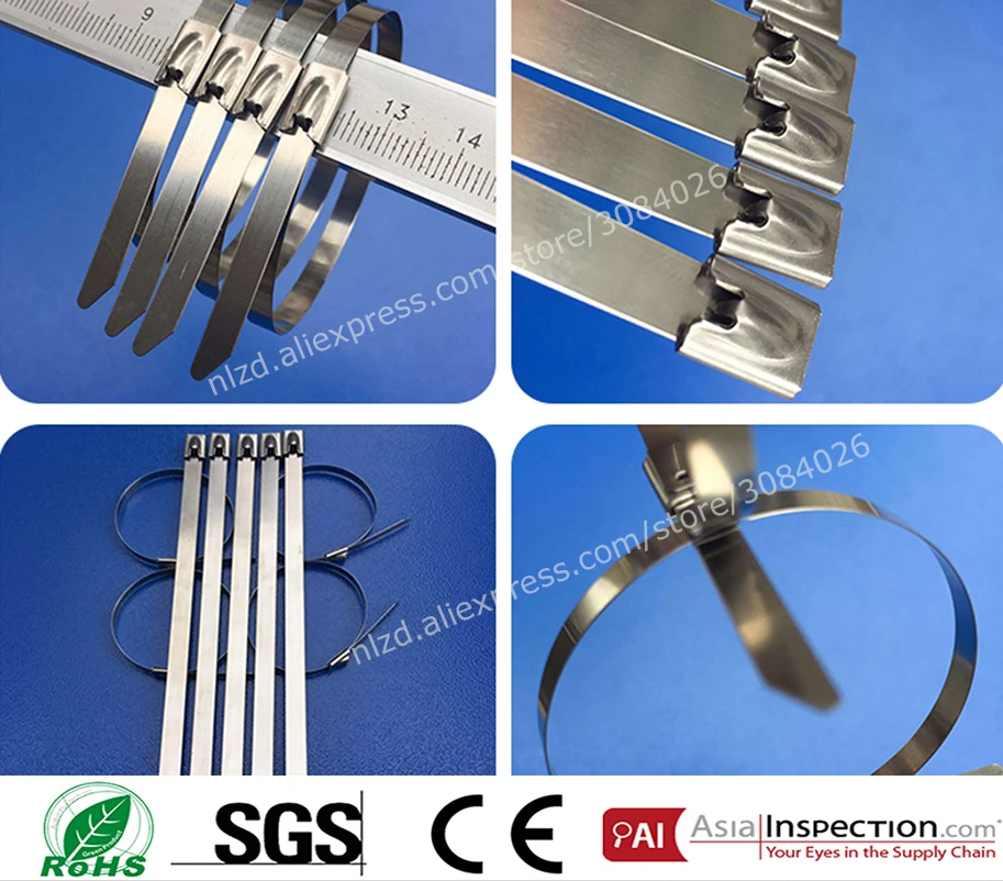

50Pcs S201 Stainless Steel Metal Cable Tie width 4.6mm Zip Strap Locking Exhaust Pipe Header 200-700mm 550mm 600mm 650mm 6-28