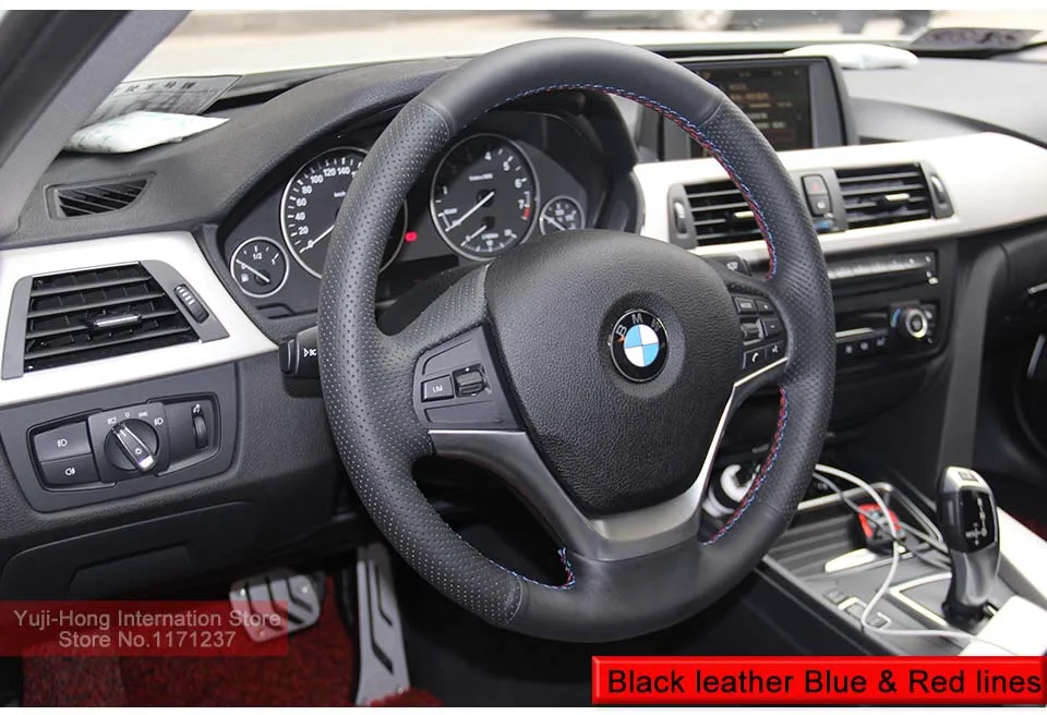 Yuji-Hong верхний слой из натуральной коровьей кожи Чехлы рулевого колеса автомобиля чехол для BMW 320i 2013 F30 316i 328i прошитый вручную авто чехол