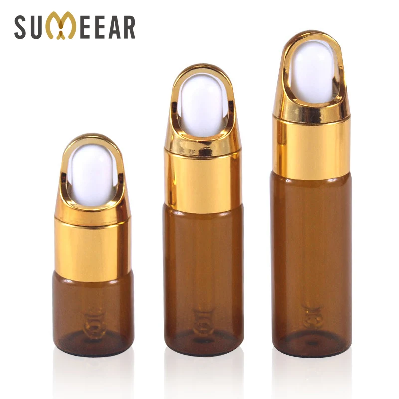 

20 Piece/Lot 5ml 10ml 15ml 20ml Essential Oil Bottles Portable Amber Glass Eye Dropper Bottle Empty Cosmetic Containers