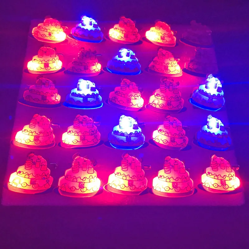 GlowLight UpLuminous FlashChildLed Toy Birthday Cake Brooch Glow In The Dark Birthday Christmas Wedding Party Gift  (6)