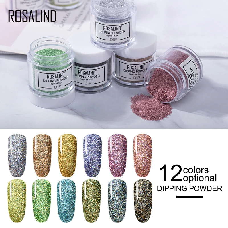 ROSALIND Dip Powder Nail Art Polish Gradient Shining Chrome Pigment