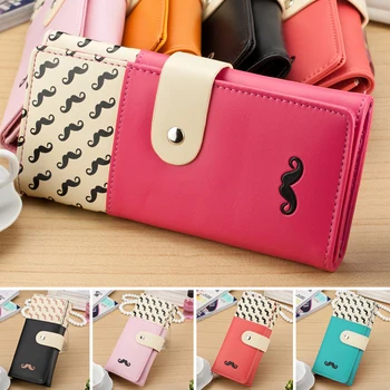 

Women Wallets Soft PU Leather Hasp Lady Handbags Lovely Mustache Woman Moneybags Coin Purse Card Holder Clutch Female Wallet Bag