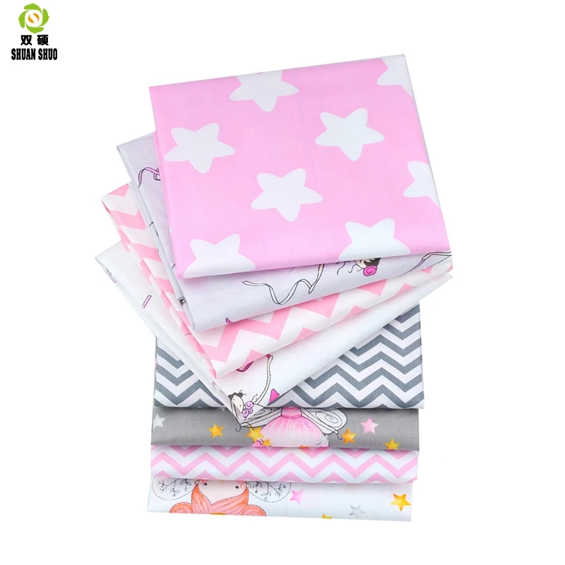 Shuangshuo Cut Cartoon Cotton Tissus Fabric Patchwork Fabric Fat Quarter Bundles Fabric For Sewing Doll Cloths 40*50cm 8pcs/lot