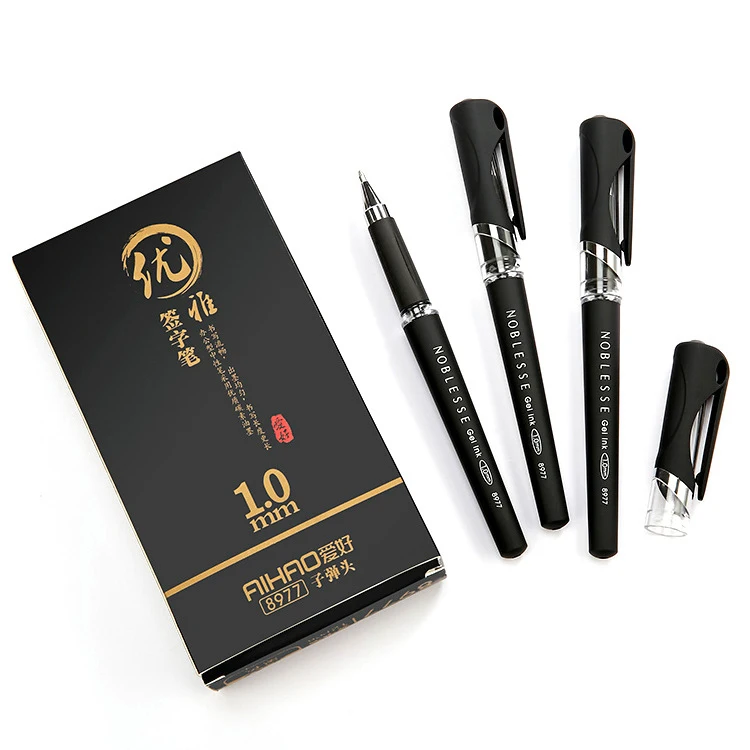 Black Gel Ink Pens Bullet Tip 1.0mm Carbon Black Ink Gel Pens 12pcs/set