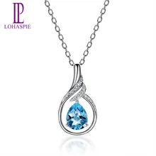 Lohaspie, бриллиантовое ювелирное изделие, 1.97ct, настоящий голубой топаз, драгоценный камень, твердый, 14 K, белое золото, подвеска, хорошее ювелирное изделие, подарок на день рождения, Новинка