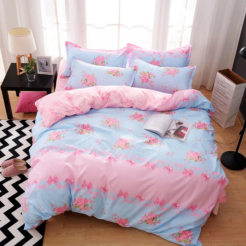 Bedding Sets Solstice Home Textile Cartoon Bear Pink Duvet Comforter Cover Sheet Pillowcase Girl Kid Child Teen Bedding Set King Queen Linens bed comforters Bedding Sets