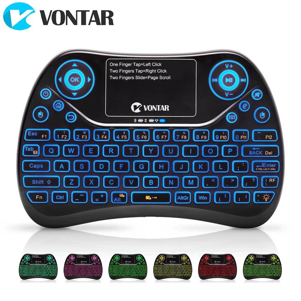 VONTAR TX2 Plus Air Mouse QWTREY Keyboard 2.4GHz Wireless mini Keyboard Touchpad Fly mouse Backlit for Android TV BOX X96 mini